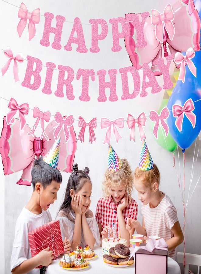 Tagberoy Pink Bow Birthday Decorations - Happy Birthday Banner, Balloons for Coquette Party - Image 3